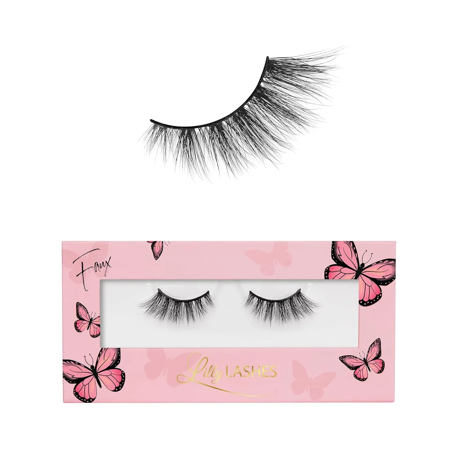 Lilly Lashes Butterfl'eyes Faux Mink Lashes, Half Lashes Natural Look & Feel, False & Reusable Eyelashes 20x, No Trimming   Easy to Apply, Round Style, Lash Glue not Included, 13mm (Sassy)