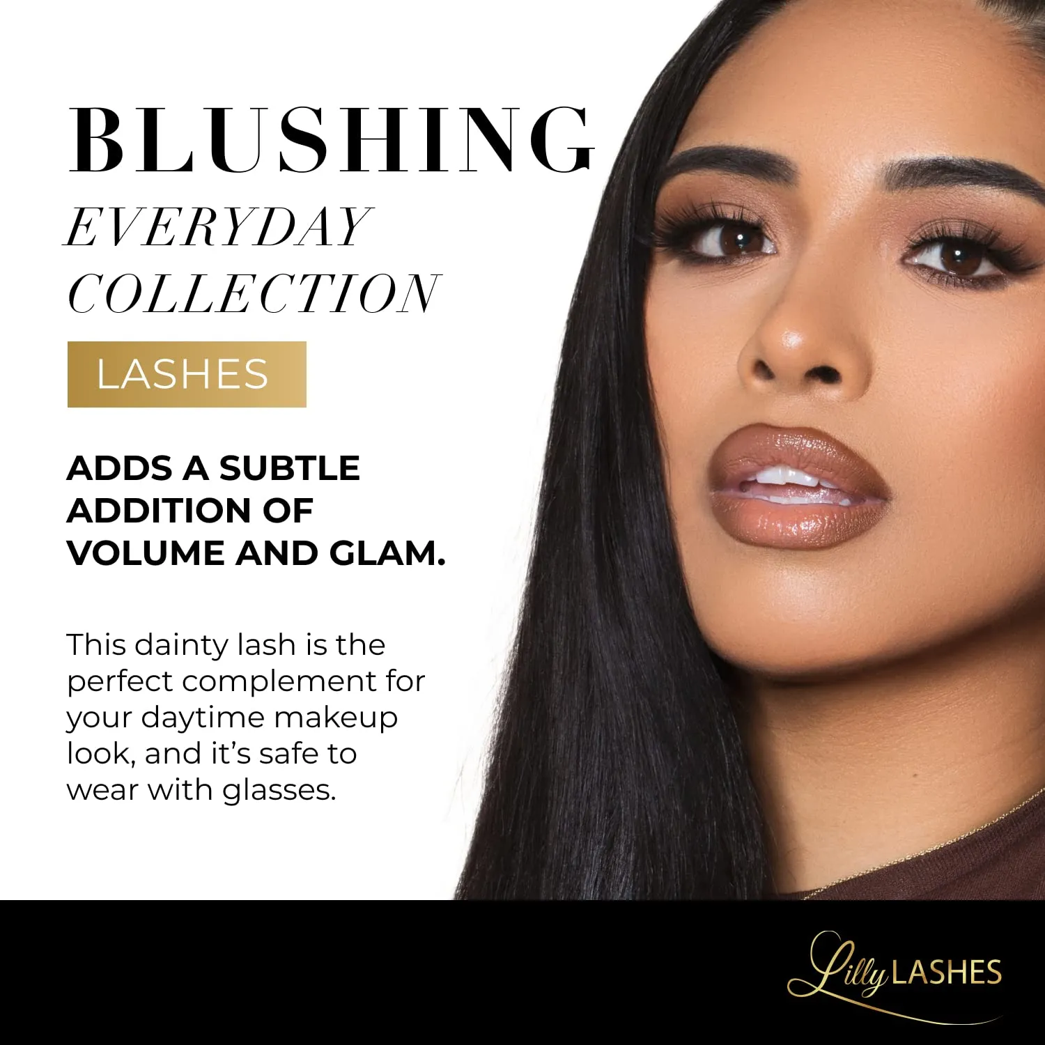 Lilly Lashes Everyday Blushing Natural Lashes, Faux Mink Natural Eyelashes, False Eyelashes Everyday Use, Individual Lashes Reusable up to 20x, No Lash Glue Included (13mm)