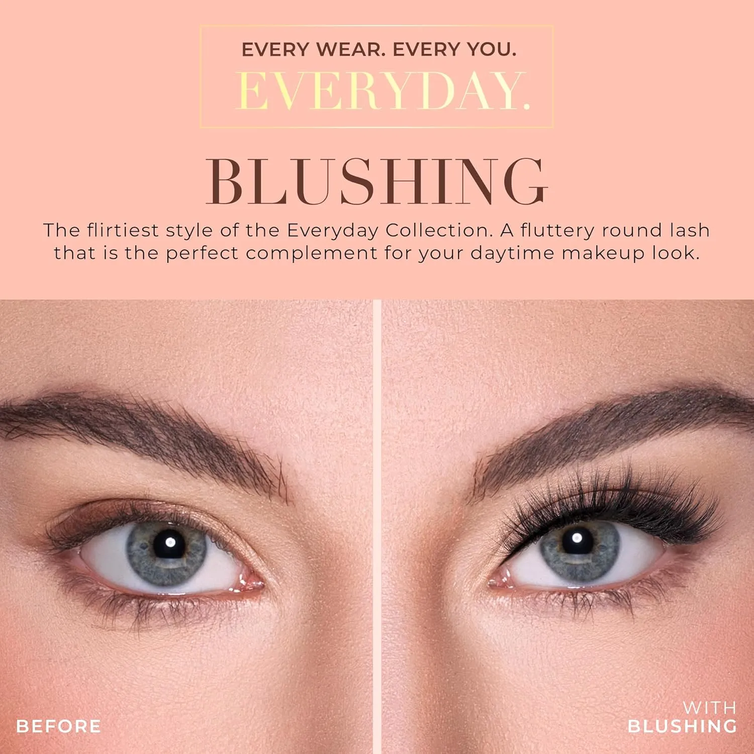 Lilly Lashes Everyday Blushing Natural Lashes, Faux Mink Natural Eyelashes, False Eyelashes Everyday Use, Individual Lashes Reusable up to 20x, No Lash Glue Included (13mm)