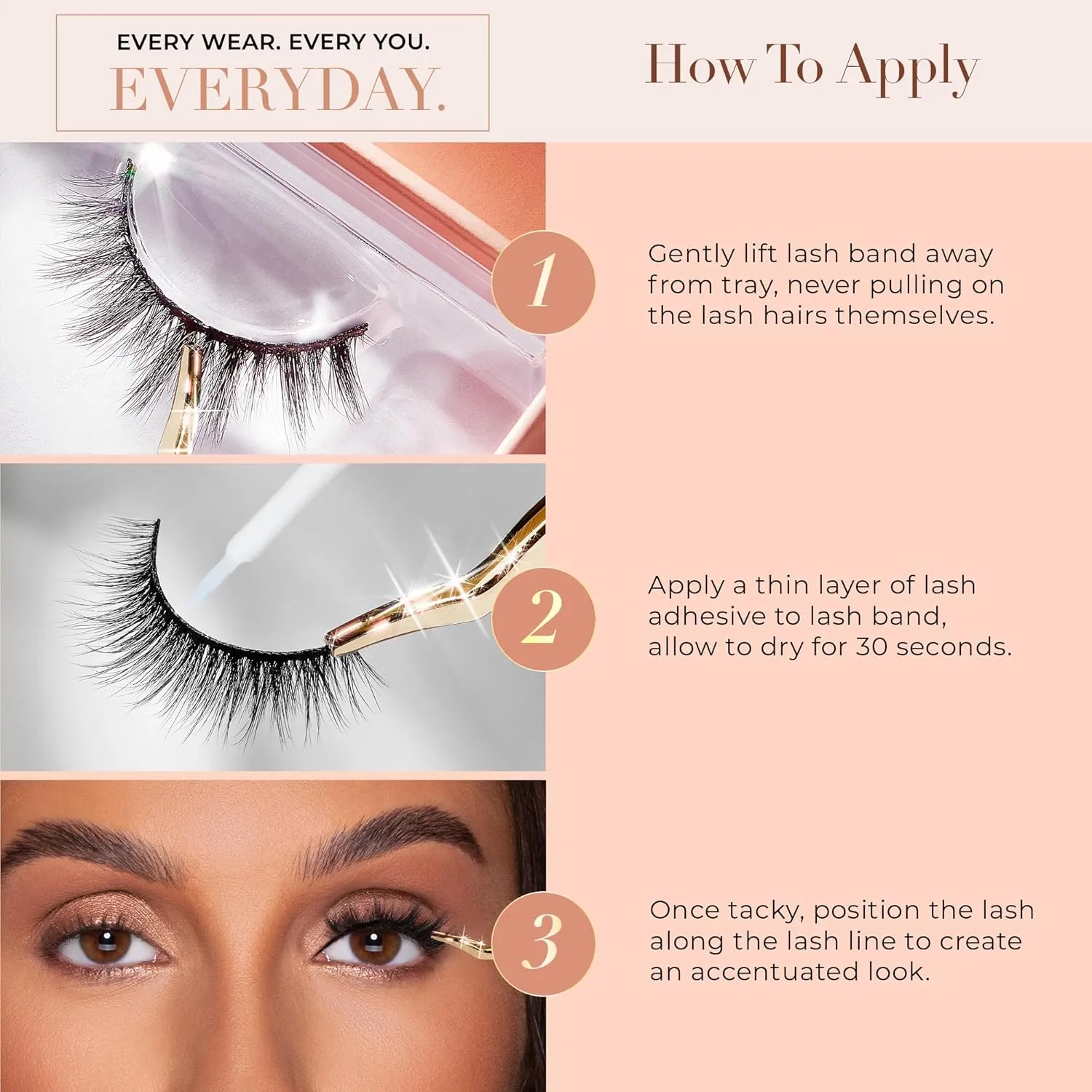 Lilly Lashes Everyday Miami Natural Lashes, Faux Mink Natural Eyelashes, False Eyelashes Everyday Use, Individual Lashes Reusable up to 20x, No Lash Glue Included (13mm)