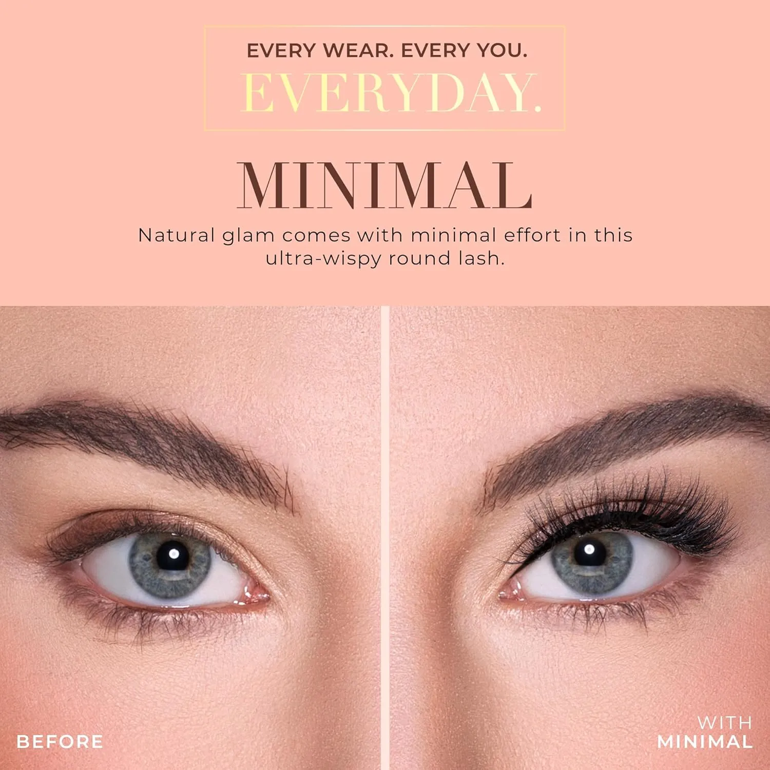 Lilly Lashes Everyday Minimal Natural Lashes, Faux Mink Natural Eyelashes, False Eyelashes Everyday Use, Individual Lashes Reusable up to 20x, No Lash Glue Included (13mm)