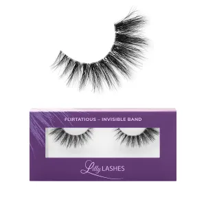 Lilly Lashes Sheer Band, False Eyelashes w/Invisible Band Lashes, Mink Lashes   Volume, Flare Mink Eyelashes, Clear Band Lashes, Reusable Eyelashes 20x, Lash Glue not Included, 15mm (Flirtatious)