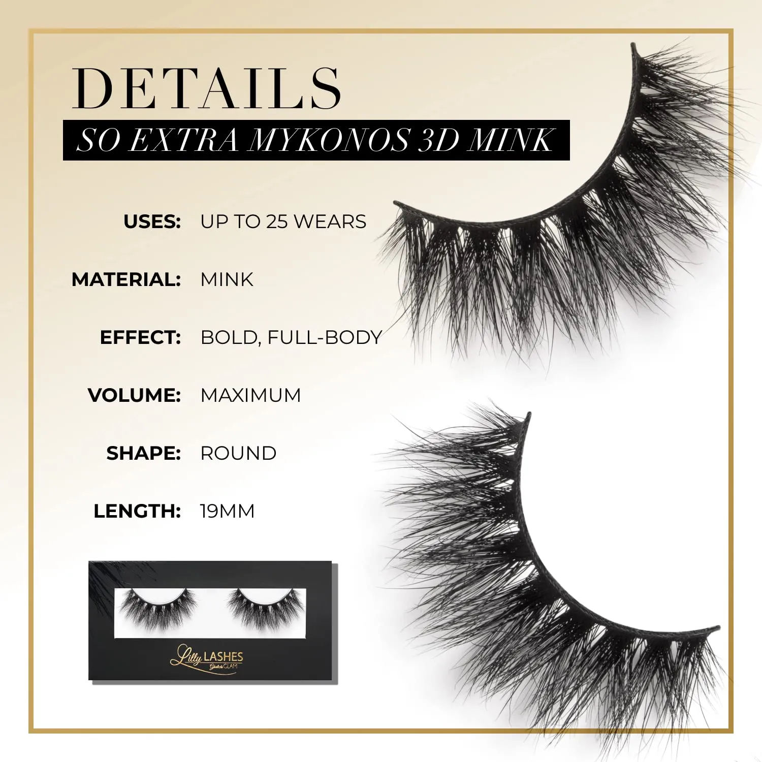 Lilly Lashes So Extra Mykonos 3D Mink Lashes, Mink Eyelashes, The Original Lilly Lash For Wispy & Natural Look, Reusable Eyelashes up to 25x, Fluffy Lashes, Strip Lashes, Lash Glue not Included
