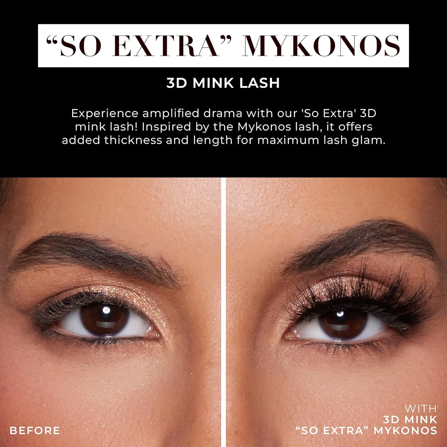 Lilly Lashes So Extra Mykonos 3D Mink Lashes, Mink Eyelashes, The Original Lilly Lash For Wispy & Natural Look, Reusable Eyelashes up to 25x, Fluffy Lashes, Strip Lashes, Lash Glue not Included