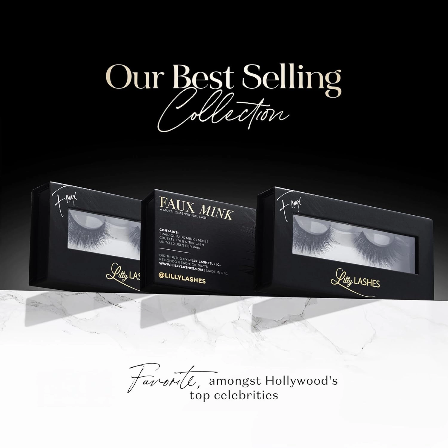 Lilly Lashes 3D Miami Flare Faux Mink Strip Eyelashes, False Eyelashes Dramatic Look, Reusable False Lashes, Fake Lashes Pack, Lash Strips with Luxury Silk Like Fibers, No Lash Glue Included