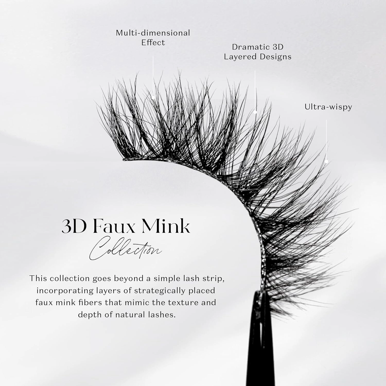 Lilly Lashes 3D Mykonos Faux Mink Strip Eyelashes, False Eyelashes Dramatic Look, Reusable False Lashes, Fake Lashes Pack, Lash Strips with Luxury Silk Like Fibers, No Lash Glue Included