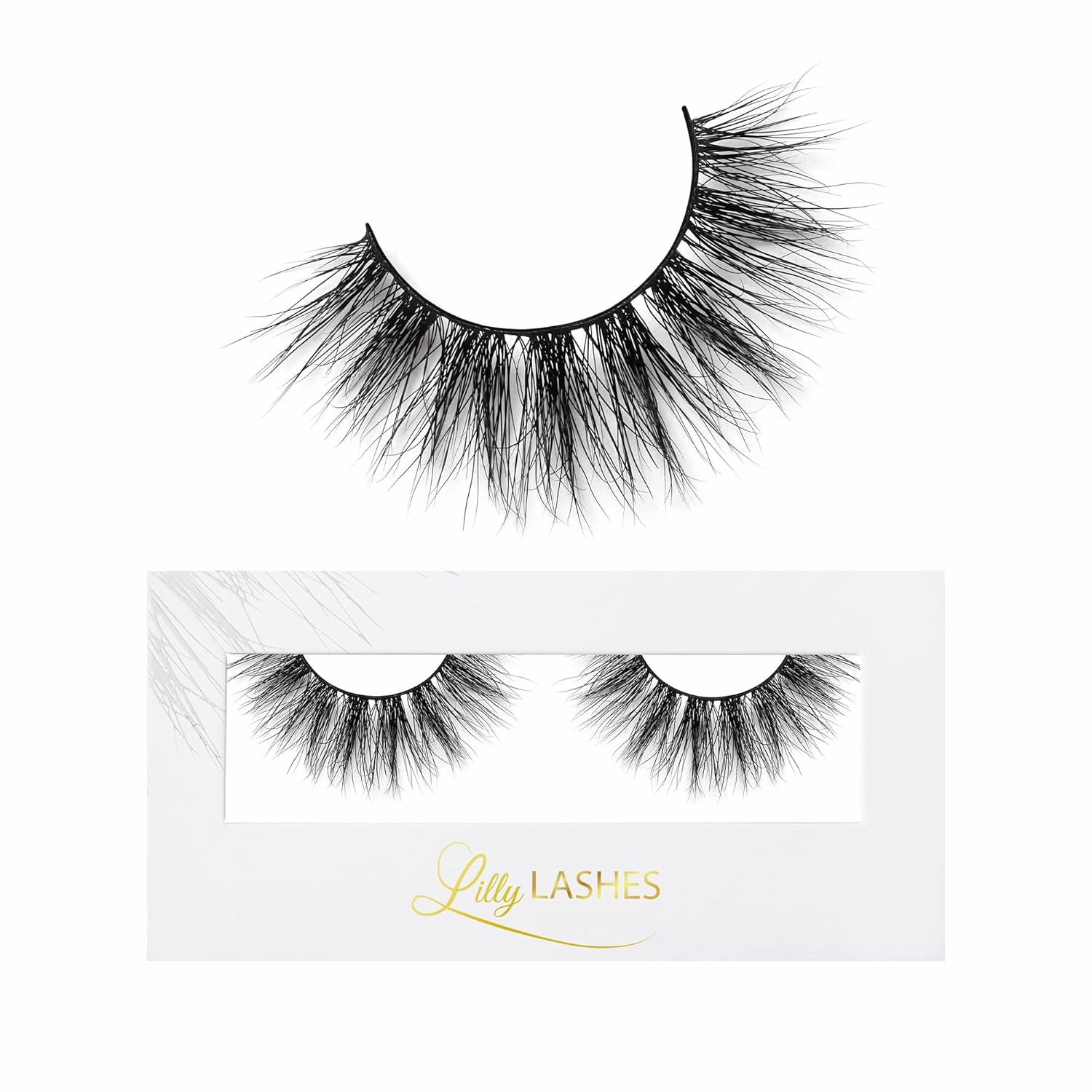 Lilly Lashes Miami Lite, Natural Looking Lashes Mink, Mink Lashes, False Eyelashes, Fluffy & Strip Lashes, Round Shaped and Fluttery, Fake Eyelashes 15mm length, Reusable Up to 15 Wears