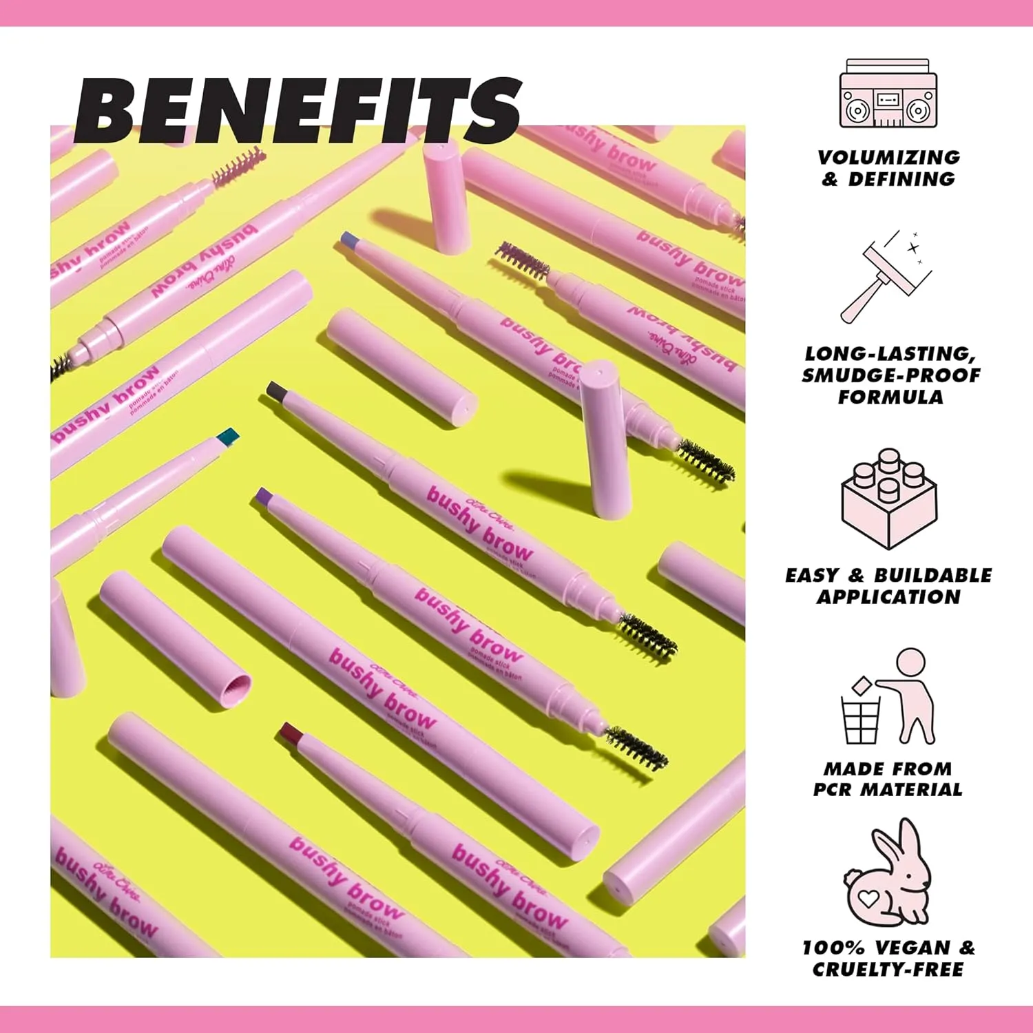 Lime Crime Bushy Brow Pomade Pencil, Chocolate Brown (Warm Deep Brown) - 2-in-1 Brush & Pomade Pencil Gives Eyebrows Volume & Texture - Long-Lasting, Defining & Smudge-Proof - Vegan, Cruelty-Free