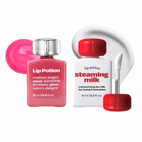 Lip Potion Aqua Glow No.7 Pink Soda   Steaming Milk | Hydrating Tint & Primer Set