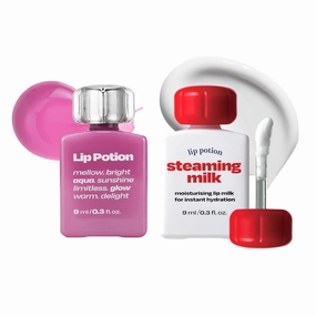 Lip Potion Aqua Glow No.8 Sugar Purple   Steaming Milk | Hydrating Tint & Primer Set