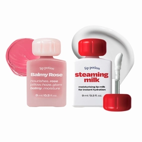 Lip Potion Balmy Rose No.2 Blush Pink   Steaming Milk | Soft Glow Tint & Primer Set