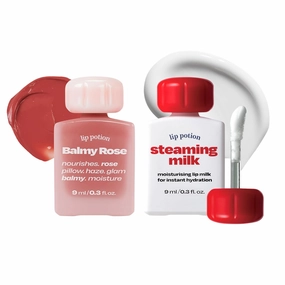 Lip Potion Balmy Rose No.5 Peach Brulee   Steaming Milk | Soft Glow Tint & Primer Set