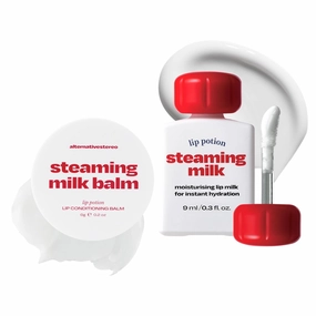 Lip Potion Steaming Milk Duo | K-Beauty Lip Primer & Treatment Set | Day & Night Hydration for Soft, Supple Lips