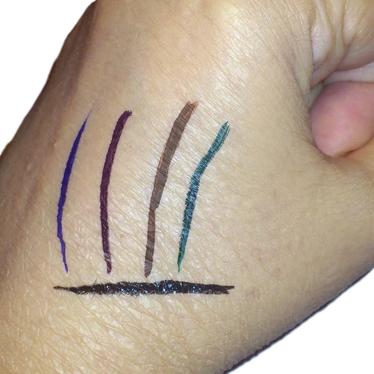 Liquid Eyeliner Waterproof Set of 5 Intense Satin Colors. Black, Brown, Blue, Green & Purple, Stay All Day, Smudge Free, Quick Dry, Smooth Application, Valentine's Gift for Her