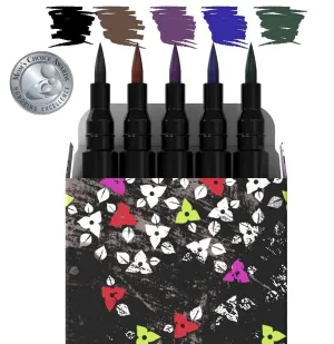 Liquid Eyeliner Waterproof Set of 5 Intense Satin Colors. Black, Brown, Blue, Green & Purple, Stay All Day, Smudge Free, Quick Dry, Smooth Application, Valentine's Gift for Her