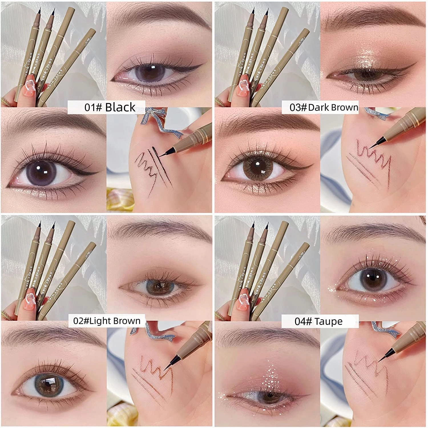 Liquid Eyeliner Pencil - Light Brown 4PCS