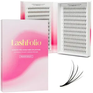 LLBA LashFolio Triple Spike Promade Fans | Handmade Volume Eyelashes | Multi Selections From 5D To 10D | C CC D Curl | 0.03~0.07 mm | 8-13mm Length | Long Lasting | Easy Application (7D-0.03 D 8-13mm)