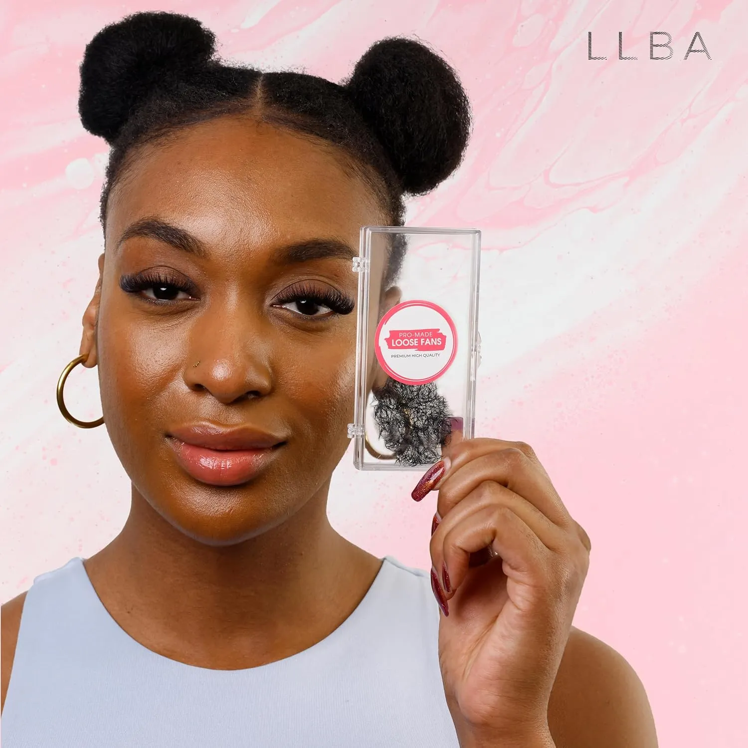 LLBA Promade Fans | Handmade Volume Eyelashes | Multi Selections From 3D To 16D | C CC D DD L M Curl | Thickness 0.03 ~ 0.1 mm | 8 - 20mm Length | Long Lasting | Easy Application (3D-0.07 D 10 mm)
