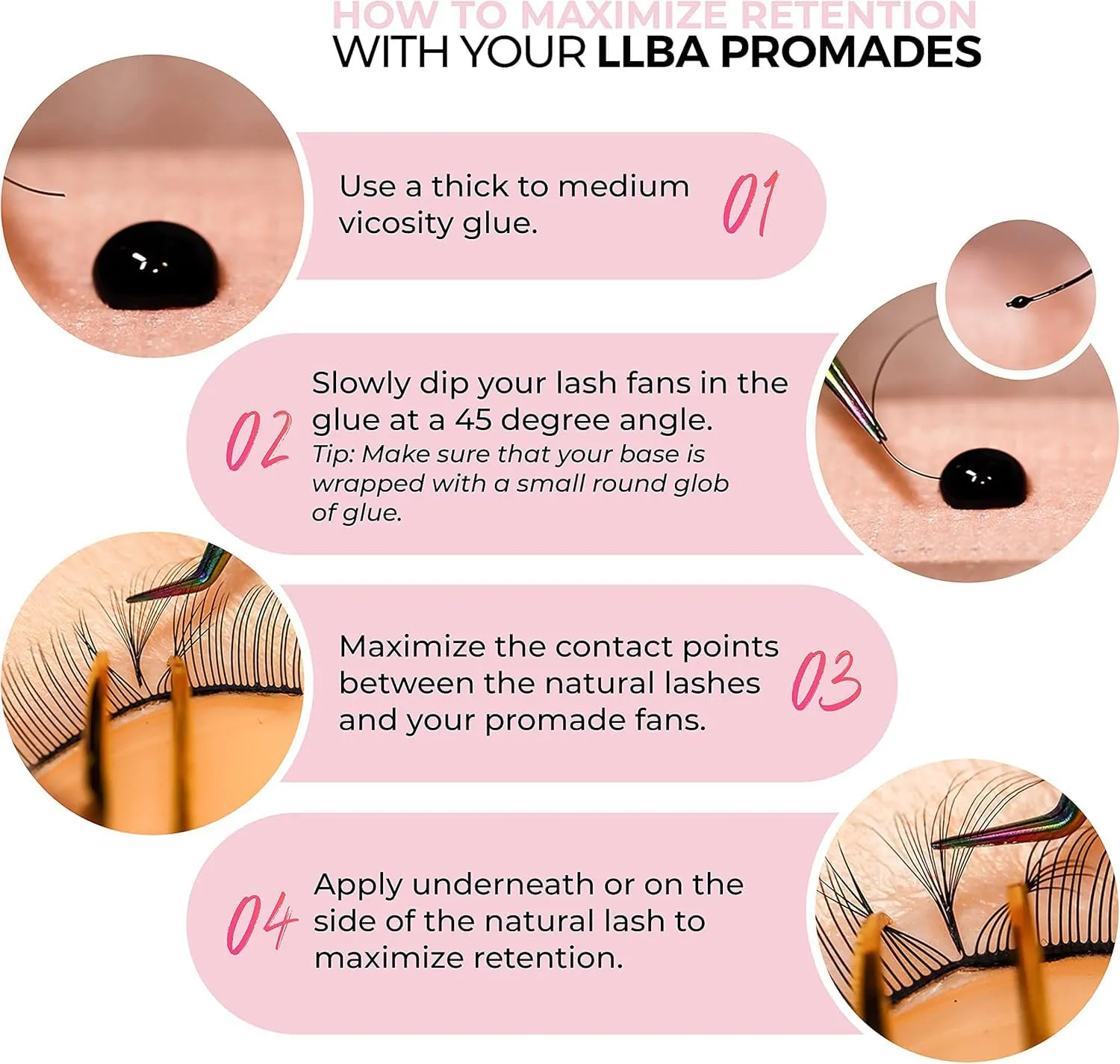 LLBA Promade Mix 750 Fans | Handmade Volume Eyelashes | Multi Selections From 5D To 12D | C CC D Curl | Thickness 0.03~0.1 mm | 9-18mm Length | Long Lasting | Easy Application 12D 0.03 CC 11-12-13mm