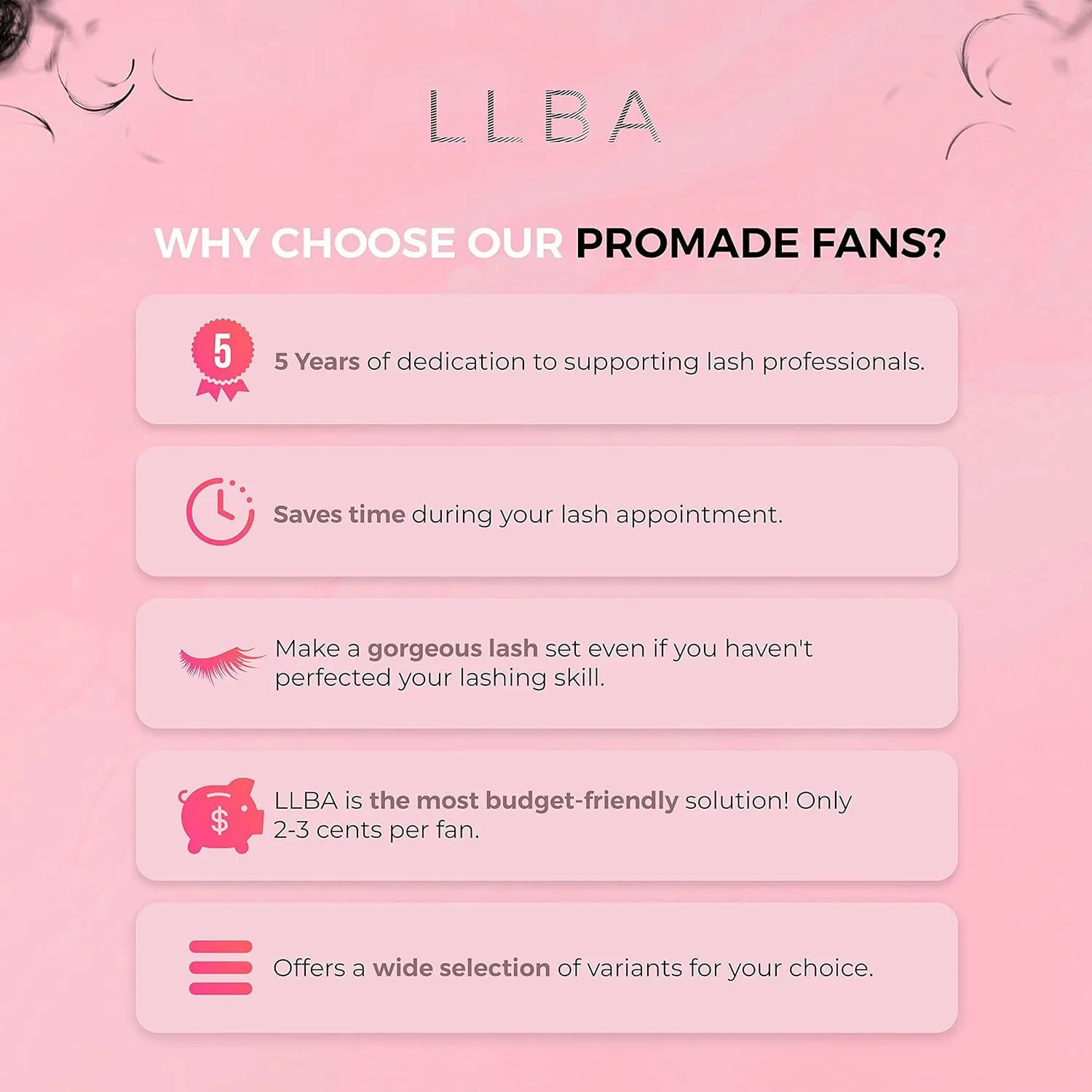 LLBA Promade Mix 750 Fans | Handmade Volume Eyelashes | Multi Selections From 5D To 12D | C CC D Curl | Thickness 0.03~0.1 mm | 9-18mm Length | Long Lasting | Easy Application 12D 0.03 CC 11-12-13mm