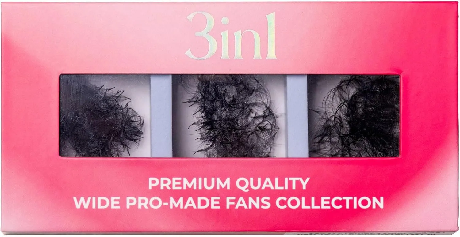 LLBA Promade Mix 750 Fans | Handmade Volume Eyelashes | Multi Selections From 5D To 12D | C CC D Curl | Thickness 0.03~0.1 mm | 9-18mm Length | Long Lasting | Easy Application 12D 0.03 CC 11-12-13mm