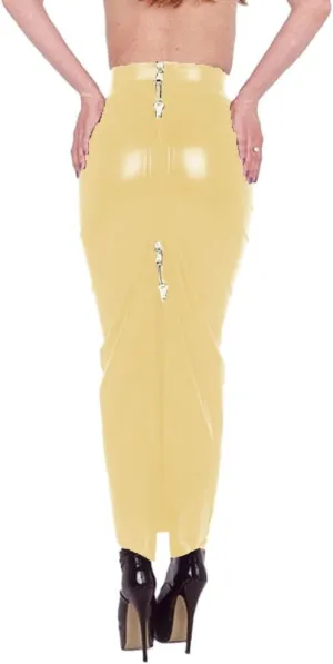 Lockable PVC Shiny High Waist Hobble Skirts Sissy Sexy Two-Way Zipper Long Mermaid Pencil Skirts