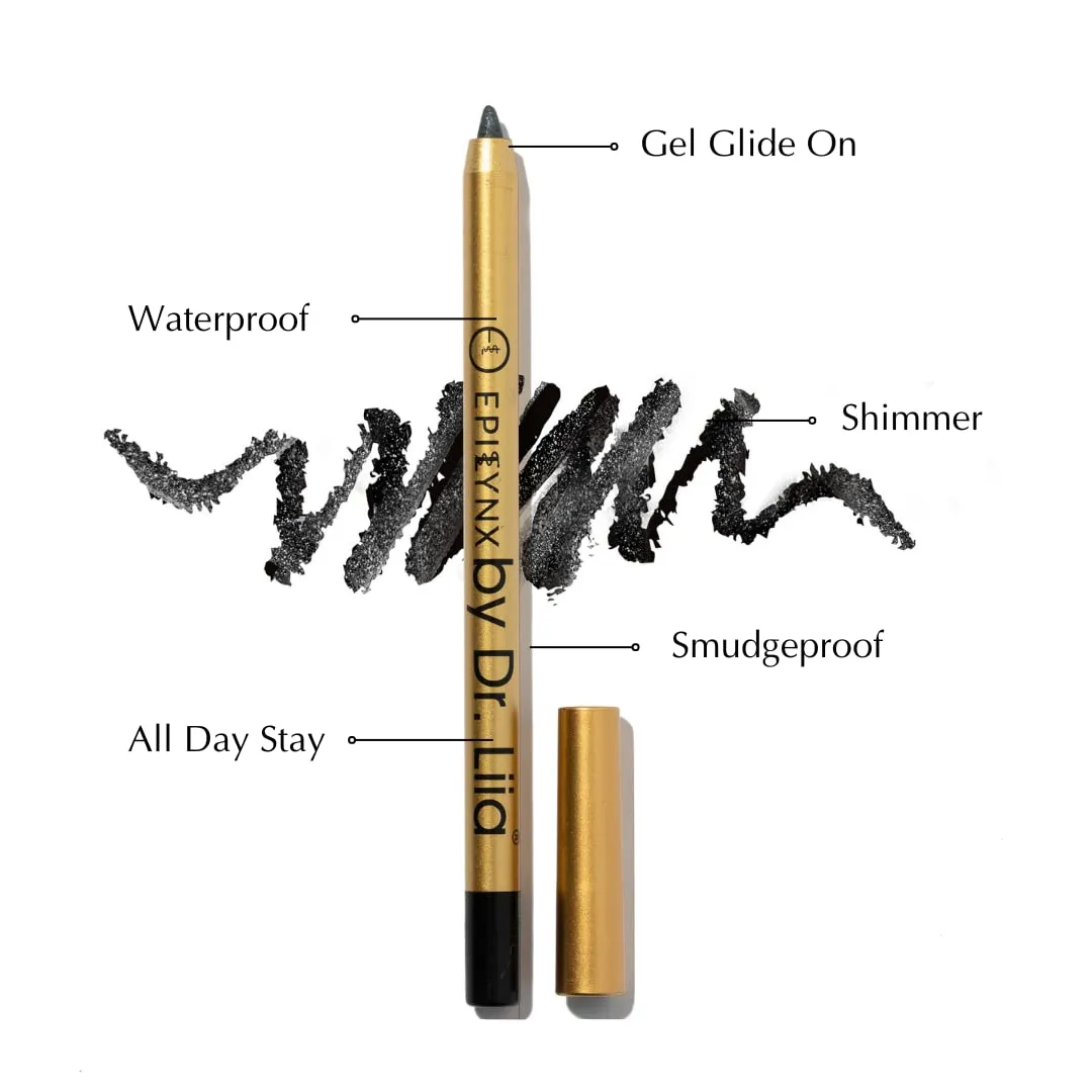 Long Lasting Glide-On Gel Eyeliner Pencil | Gluten-Free, Hypoallergenic, Vegan | 1.2ml | Moonlight Black Shimmer by Dr. Liia