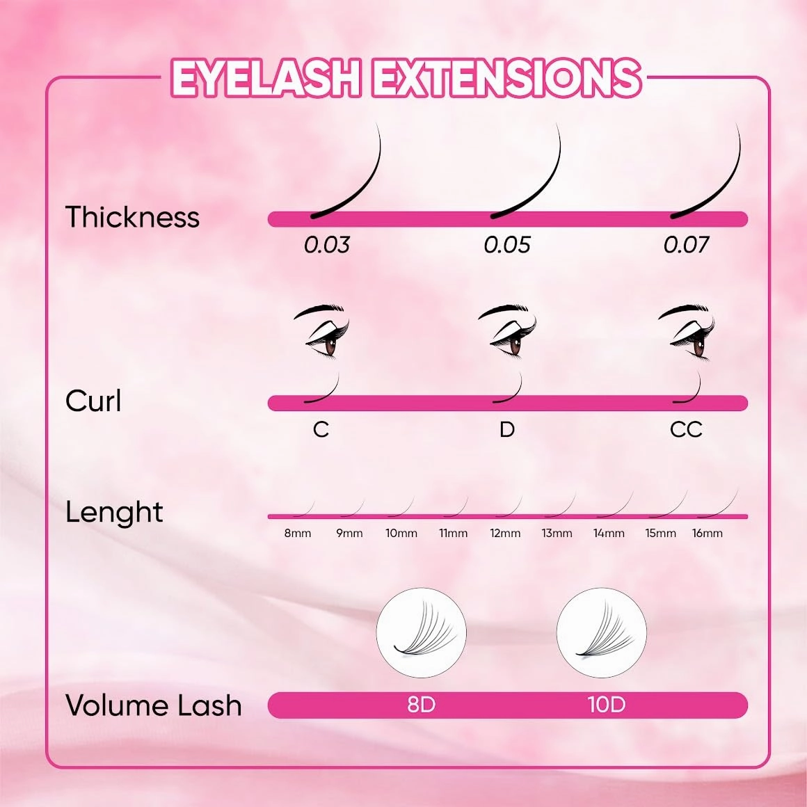 LOOSE MIX 4-1000 Hand Fan-Natural Look Volume Eyelashes 3D-16D C CC D DD Curl-False Lashes Extensions-Faux Mink Lashes-Thickness 0.03~0.1mm- 8~20mm Length(Mix 10D-0.05-CC-13-14-15-16 mm)