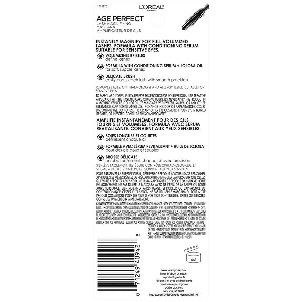 L’Oréal Paris Age Perfect Lash Magnifying Mascara, Brown, 0.28 Ounce