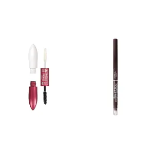 L'Oréal Paris Makeup Double Extend Beauty Tubes Lengthening 2 Step Mascara, Blackest Black & Makeup Infallible Never Fail Original Mechanical Pencil Eyeliner with Built in Sharpener,Black Brown
