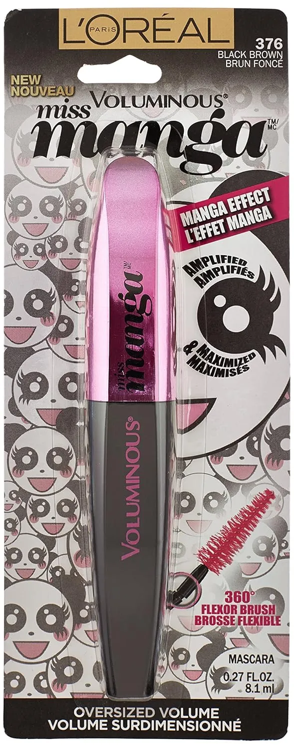 L’Oréal Paris Voluminous Miss Manga Mascara, 376 Black Brown, 0.27 Fluid Ounce