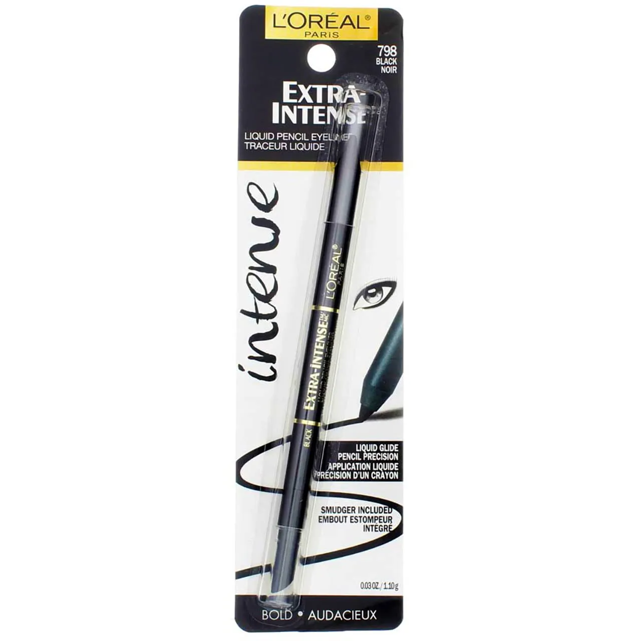 L'Oreal Extra-Intense Liquid Pencil Eyeliner, Black [798] 0.03 oz (Pack of 3)