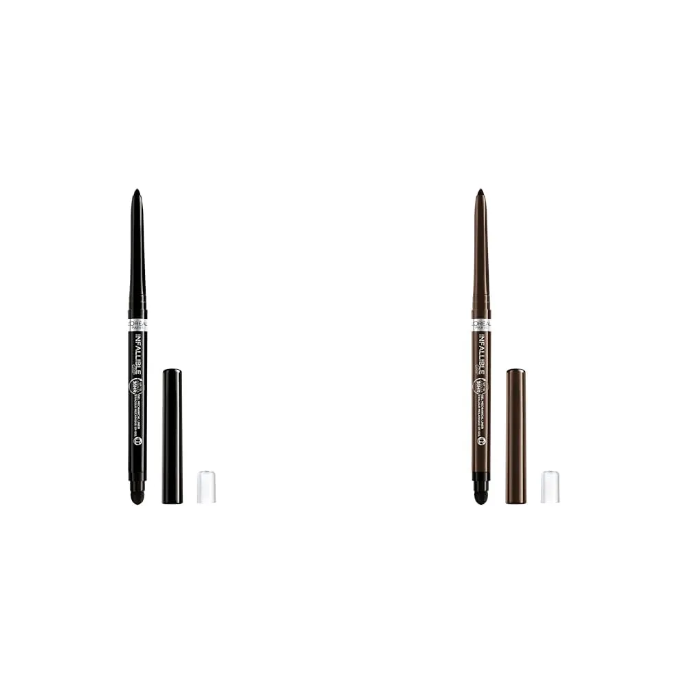 L'Oreal Paris Infallible Gel Eyeliner Pencil Bundle with Intense Black 0.01 Oz and Brown Denim 0.01 Oz