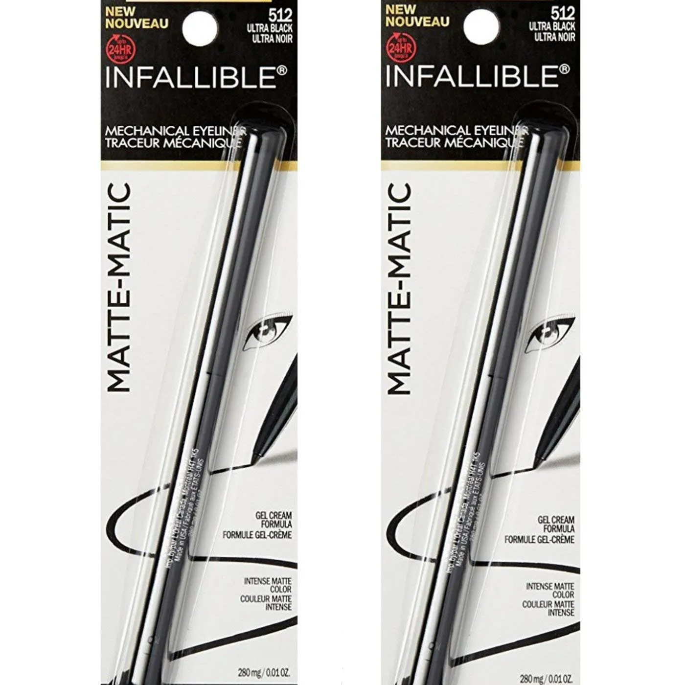 L'Oreal Paris Infallible Matte-Matic Mechanical Eyeliner, 512 Ultra Black (Pack of 2)