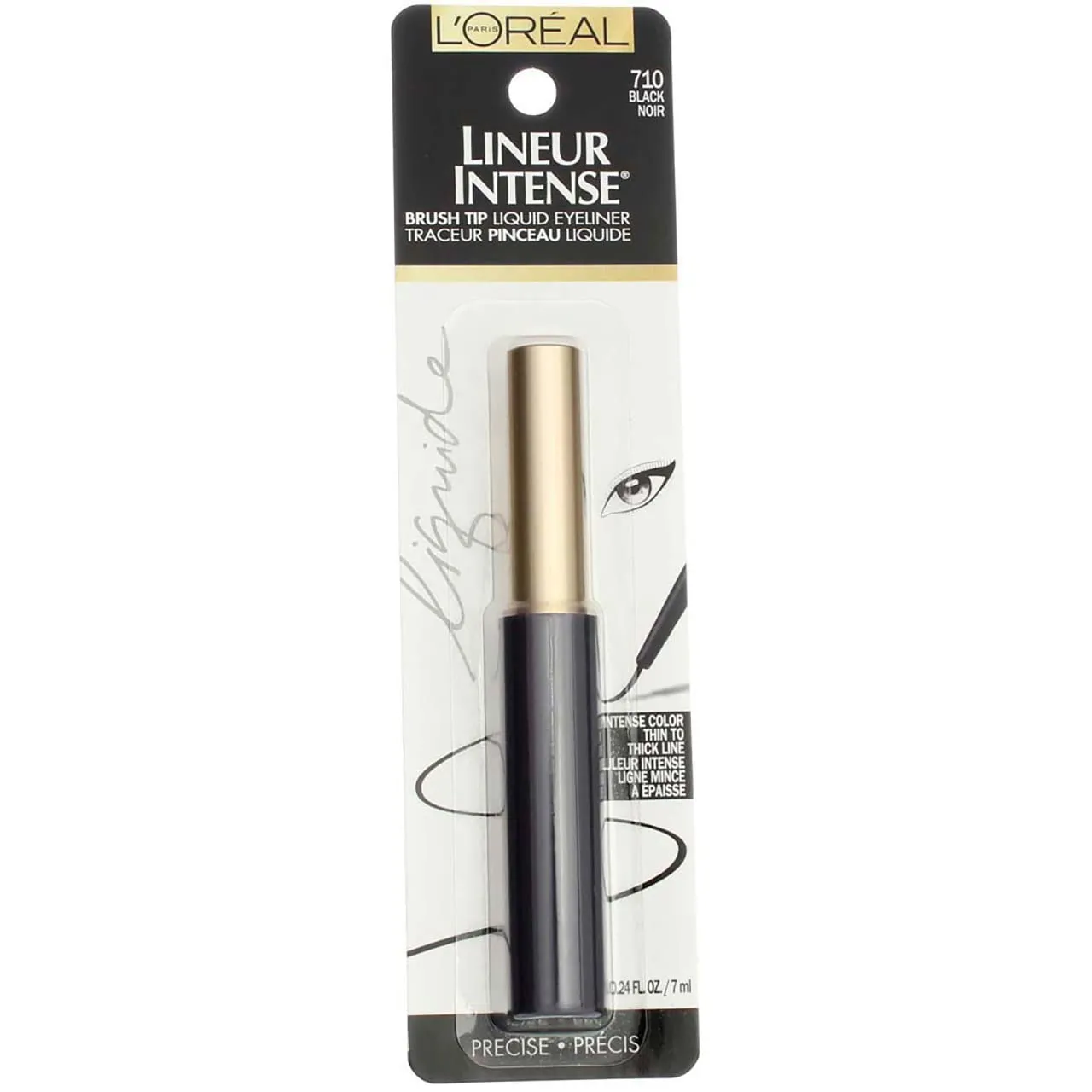 L'Oreal Paris Lineur Intense Brush Tip Liquid Eyeliner, 710 Black (Pack of 2)