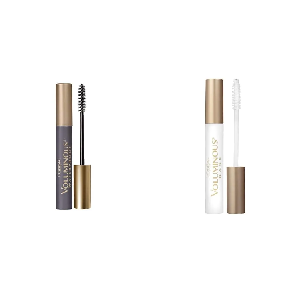 L’Oreal Paris Makeup Voluminous Original Volume Building Waterproof Mascara, Black, 0.28 fl. oz. & Makeup Voluminous Lash Boosting Conditioning Primer Mascara, White Primer, 0.24 fl; oz.