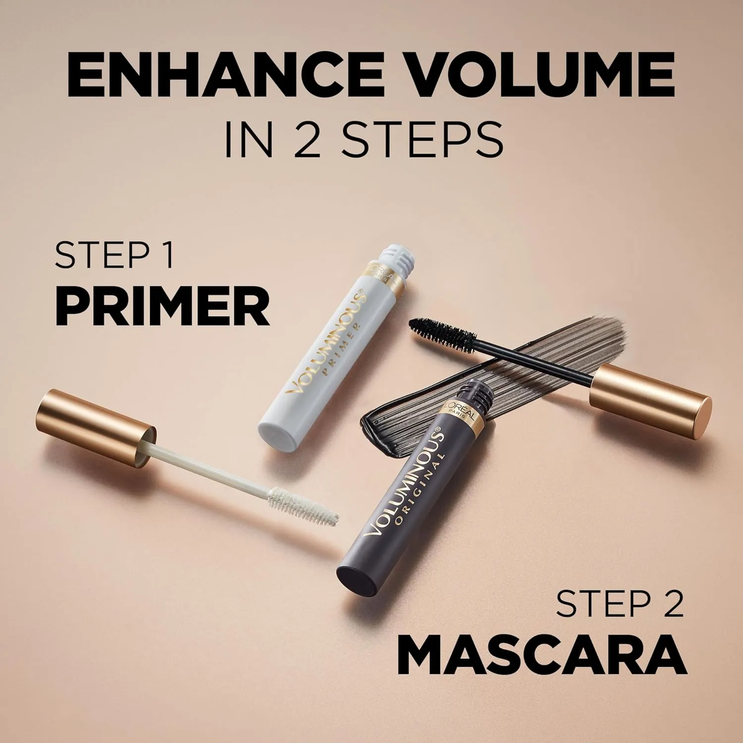 L’Oreal Paris Original Voluminous Mascara, Building Mascara Volume and Length Formula, Washable, Blackest Black, 0.26 Fl Oz., 2 Count