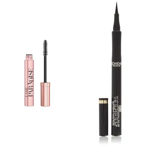 L'Oreal Paris Voluminous Mascara and Infallible Super Slim Eyeliner, 1 Count Each