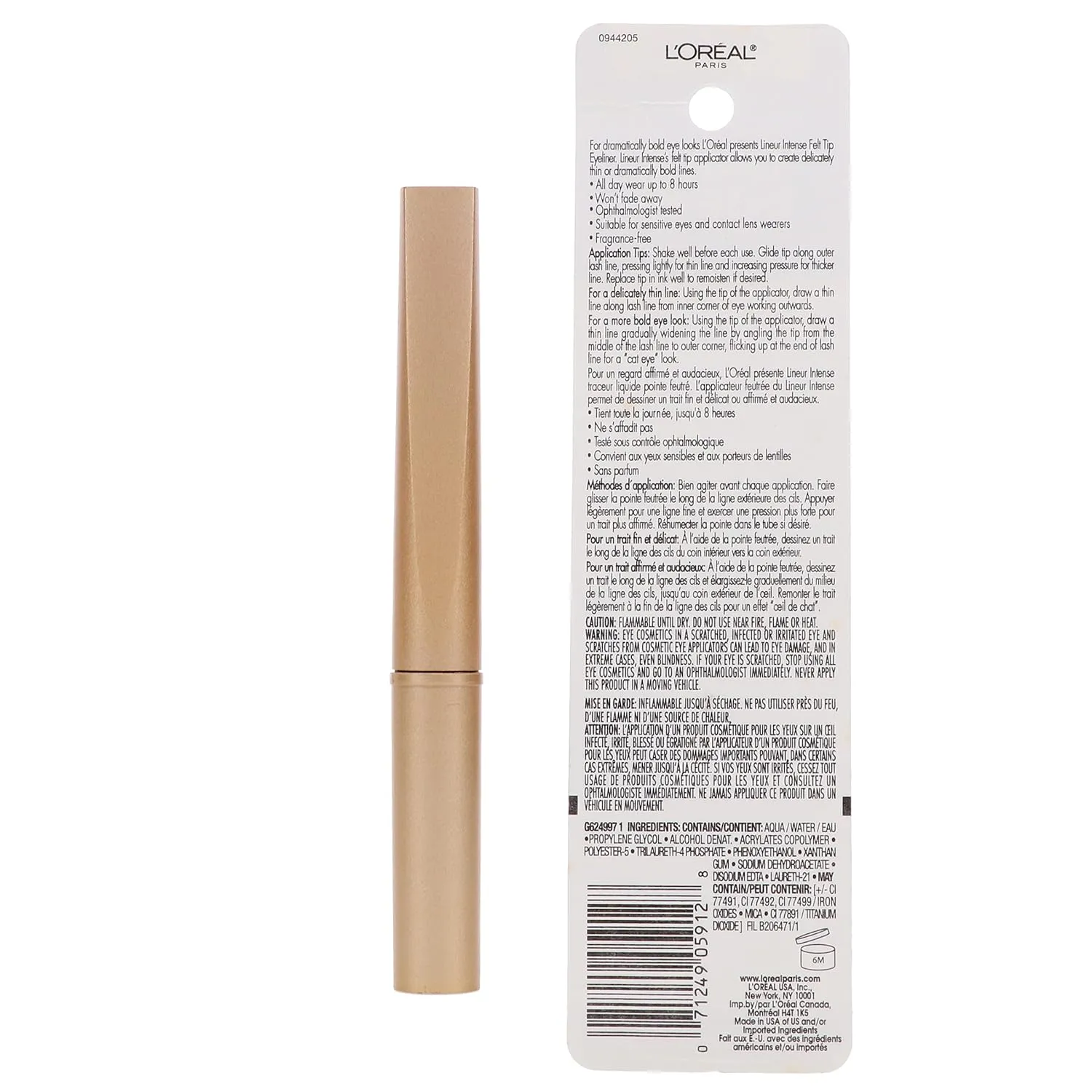 L’Oreal ParisLineur Intense Felt Tip Liquid Eyeliner, Black Mica [610], 0.05 oz (Pack of 2)