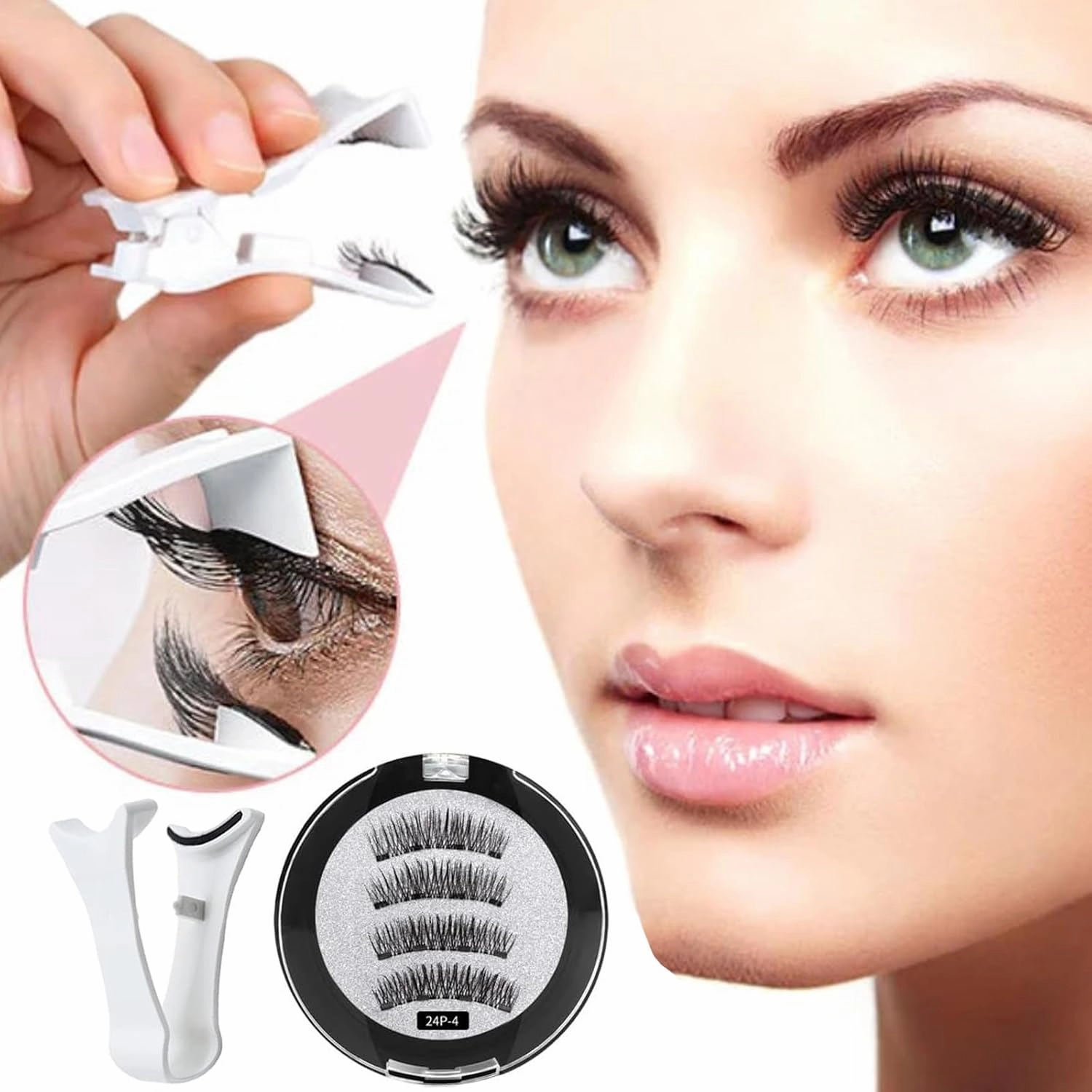 Lumentes Magnetic Eyelashes, Lumentes Magnetic Lashes, Magnetic Eyelashes Natural Look, Reusable Magnetic Eyelashes, Magnetic Lashes With Applicator (Natural)