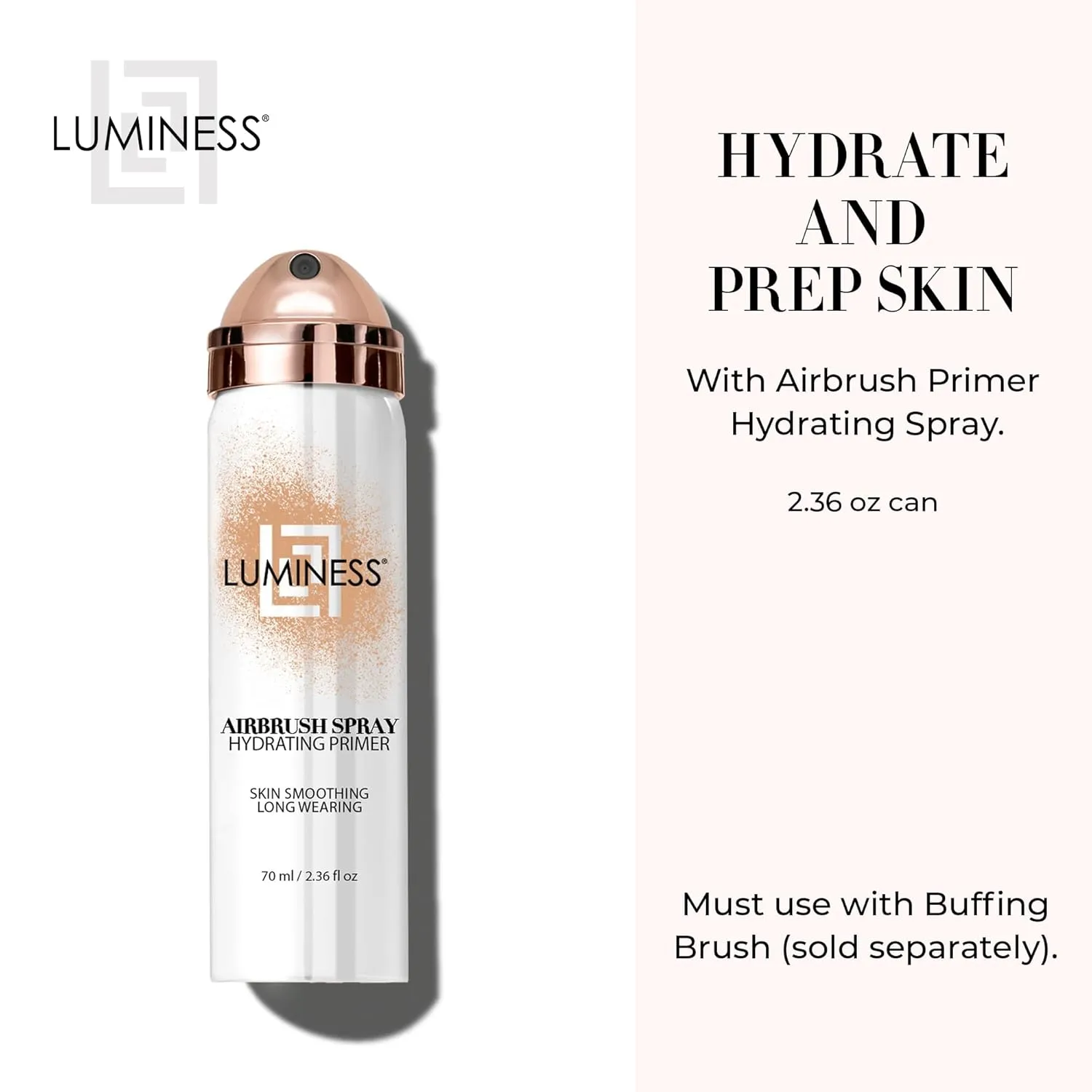 LUMINESS Airbrush Primer Hydrating Spray - Primes, Hydrates and Smooths Skin Texture for The Ultimate Canvas for Foundation Application - Hydrolyzed Silk & Hyaluronic Acid - 1.66oz