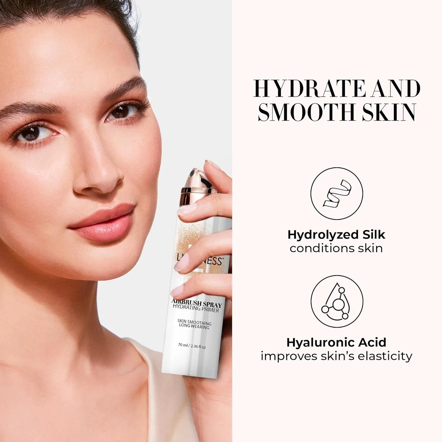 LUMINESS Airbrush Primer Hydrating Spray - Primes, Hydrates and Smooths Skin Texture for The Ultimate Canvas for Foundation Application - Hydrolyzed Silk & Hyaluronic Acid - 1.66oz