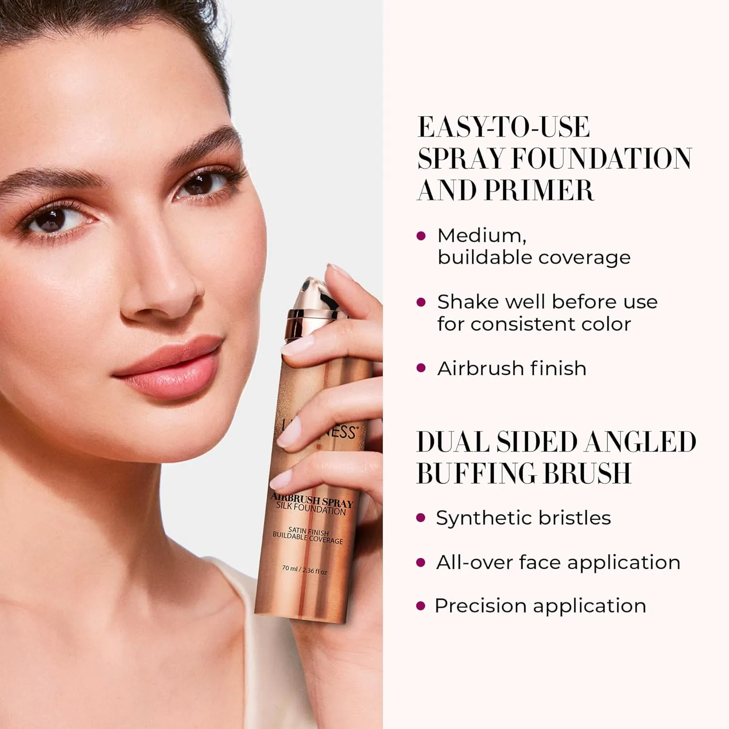 LUMINESS Silk Airbrush Spray Foundation & Primer Kit - Full Coverage Foundation, Anti-Aging Formula Hydrates & Moisturizes with Hyaluronic Acid, Aloe Vera & Hydrolyzed Silk (Shade - Light Fair)