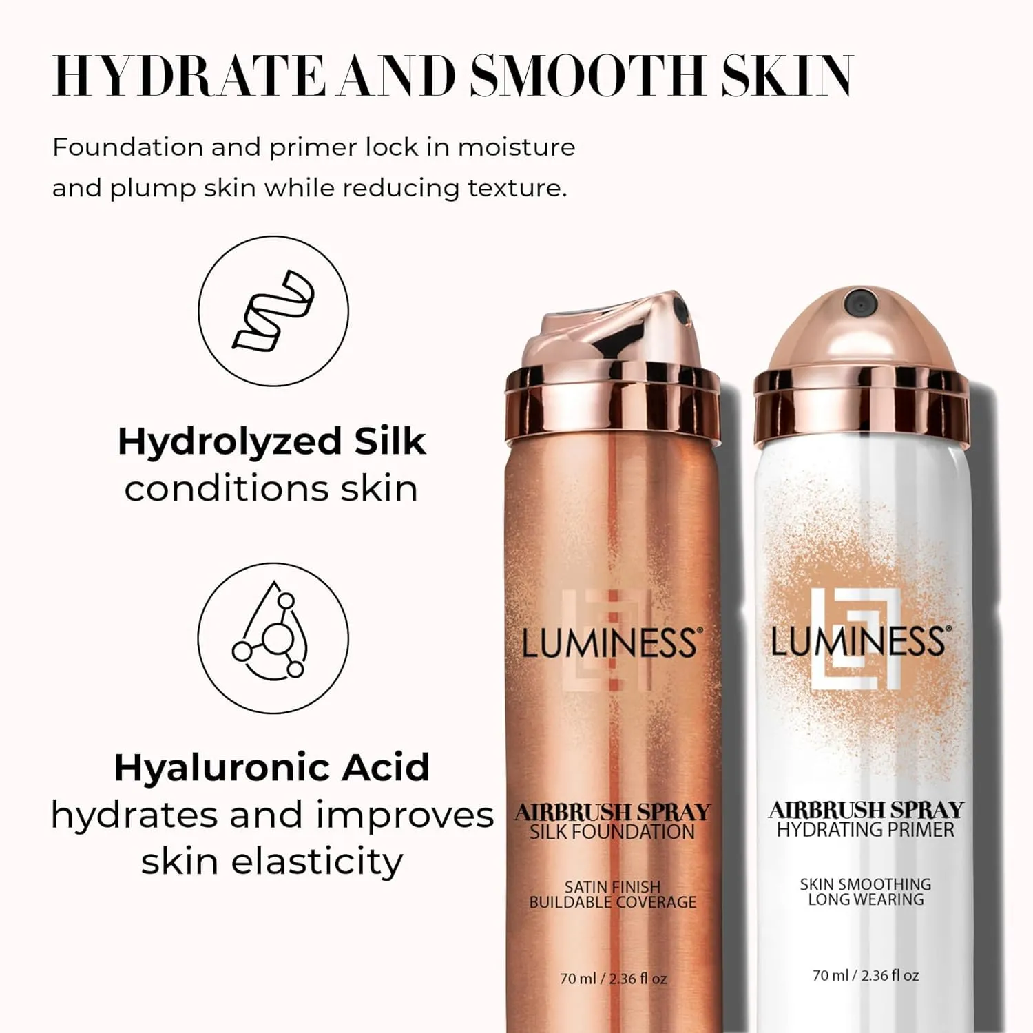LUMINESS Silk Airbrush Spray Foundation Makeup Starter Kit - Full Coverage Foundation, Primer & Dual-Sided Angled Buffing Brush - Medium Warm