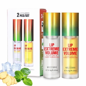LuxuraBalm Extreme Volume Lip Plumping, Ginger Mint Lip Serum Lip Plumper Night/Daily, Natural Lip Care & Enhancer Set, Hydrating & Reduce Fine Lines