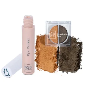 M2U NYC Hydrating Eye Primer & (Green & Gold) Eyeshadow Duo - Greenpoint - Vegan & Cruelty Free Eye Makeup Set for Women