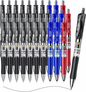 M&G 30 Pcs Gel Pens, 0.5mm Fine Point Gel Ink Pen, High Capacity Retractable Rollerball Pens, Gel Ink Pen with Soft Grip for Smooth Writing Office School (21 Black 6 Blue 3 Red)