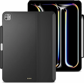 MAGEASY CoverBuddy for M4 iPad Pro 13" (2024) - iPad Pro Case Compatible with Magic Keyboard for iPad Pro (M4), Enhanced Thickness & Heat Dissipation - New Black (Leather 5.05)