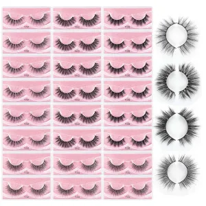 MAGEFY 24 Pairs Faux Mink Eyelashes, 4 Style Natural Fluffy False Eyelashes,Dramatic Reusable Fake Lashes Pack For Women