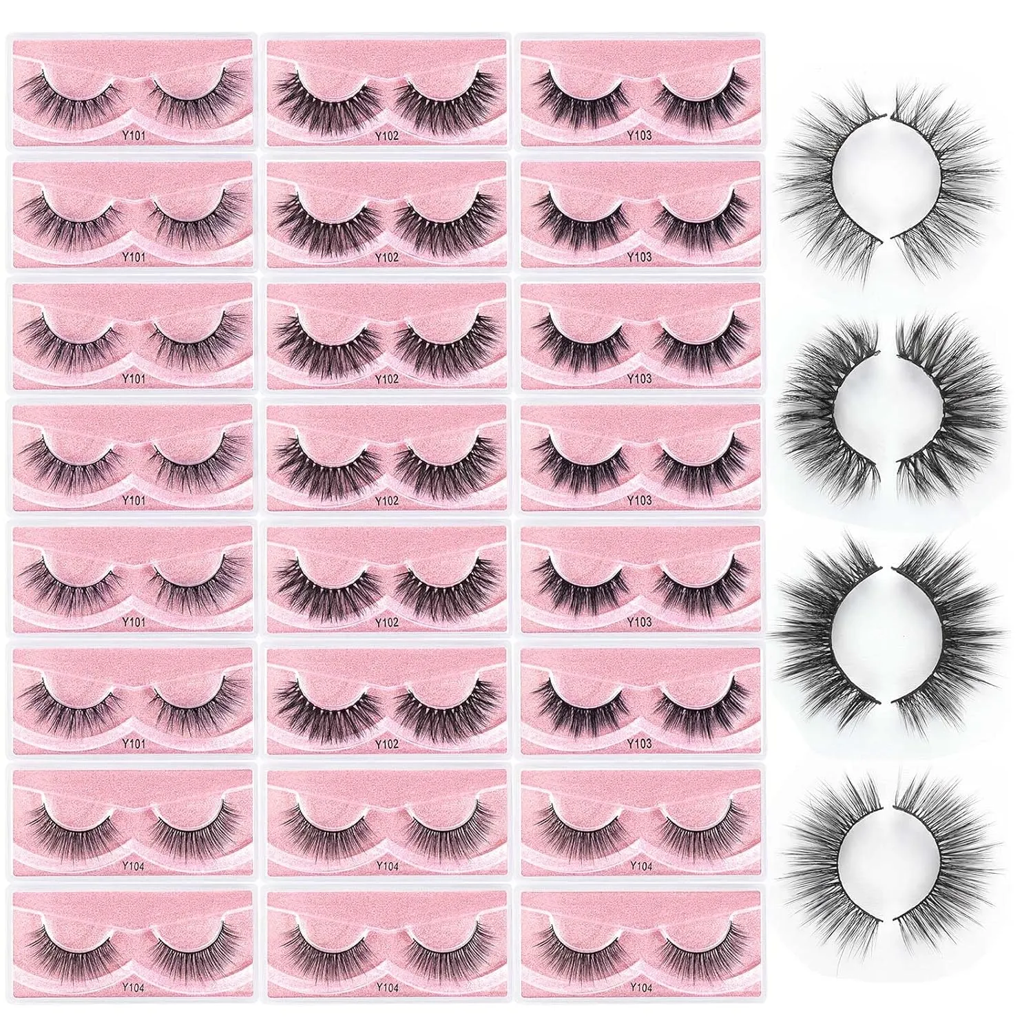 MAGEFY 24 Pairs Faux Mink Eyelashes, 4 Style Natural Fluffy False Eyelashes,Dramatic Reusable Fake Lashes Pack For Women
